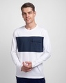 Shop White & Galaxy Blue 90's Vibe Cargo Pocket T-Shirt-Front