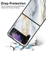 Shop White Grey Marble Premium Glass Case for Samsung Galaxy Z Flip4 5G (Shock Proof, Scratch Resistant)-Design