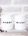 Shop White H.U.B.B.Y & W.I.F.E.Y Printed Ceramic Mug (330 ml, Set Of 2)-Front