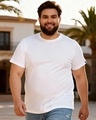 Shop White Half Sleeve Plus Size T-Shirt-Front