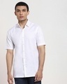 Shop White Half Sleeve Solid Shirt-Front