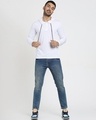 Shop Men's White Henley Hoodie T-shirt-Full