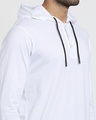 Shop Men's White Henley Hoodie T-shirt