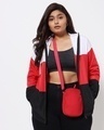 Shop Women's Multicolor Color Block Plus Size Windcheater Jacket-Front