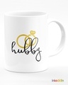 Shop White Hubby & Wifey Printed Ceramic Mug (330 ml, Set Of 2)-Design