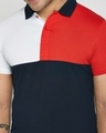 Shop White-Imperial Red-Dark Navy Half & Half Polo T-Shirt