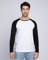 Shop White-Jet Black Full Sleeve Raglan T-Shirt-Front