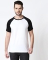 Shop Men's White & Black Raglan Sleeve T-shirt-Front