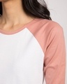 Shop White-Misty Pink 3/4th Sleeve Raglan T-Shirt
