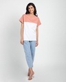 Shop Women's Pink & White Color Block Boyfriend T-shirt-Full
