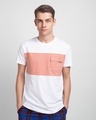 Shop White & Misty Pink 90's Vibe Cargo Pocket T-Shirt-Front