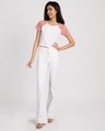 Shop White-Misty Pink Round Neck Raglan Crop Top-Full