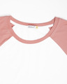 Shop White-Misty Pink Round Neck Raglan Crop Top