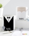Shop White Mr & Mrs Printed Ceramic Mug (330 ml, Set Of 2)-Front