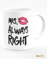 Shop White Mr Right & Mrs Always Right Printed Ceramic Mug (330 ml, Set Of 2)-Full