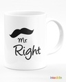 Shop White Mr Right & Mrs Always Right Printed Ceramic Mug (330 ml, Set Of 2)-Design