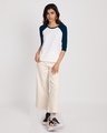 Shop White-Navy Blue 3/4th Sleeve Raglan T-Shirt-Full