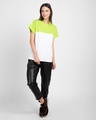 Shop White-Neon Green 90's Vibe Boyfriend Panel T-Shirt-Full