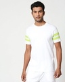 Shop White-Neon Green Double Tape T-Shirt-Front