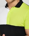 Shop White-Neon Lime-Black Half & Half Polo T-Shirt