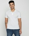 Shop White-Neon Lime Contrast Collar Pique Polo T-Shirt-Front