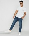 Shop White-Neon Lime Contrast Collar Pique Polo T-Shirt-Full