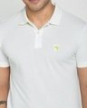 Shop White-Neon Lime Contrast Collar Pique Polo T-Shirt