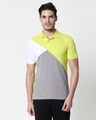 Shop White-Neon Lime-Meteor Grey Asymmetric Polo T-Shirt-Front