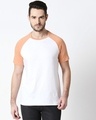 Shop White & Orange Half Sleeve Raglan T-Shirt-Front
