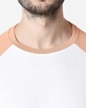 Shop White & Orange Half Sleeve Raglan T-Shirt