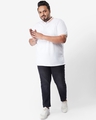 Shop Men's White Small Collar Tipping Plus Size Polo T-shirt-Full