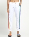 Shop Women's White Side Striped Joggers-Front