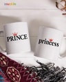 Shop White Prince & Princess Printed Ceramic Mug (330 ml, Set Of 2)-Front