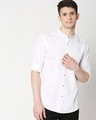 Shop White Prnt Twill Lycra Print Shirt-Front