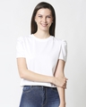 Shop White Puff Sleeve T-Shirt-Front