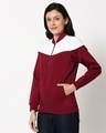 Shop Women's White & Red Color Block Zipper Bomber Jacket-Design