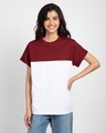 Shop White-Scarlet Red 90's Vibe Boyfriend Panel T-Shirt-Front