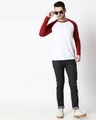 Shop White-Scarlet Red Full Sleeve Raglan T-Shirt-Full