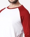 Shop White-Scarlet Red Full Sleeve Raglan T-Shirt