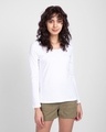 Shop White Scoop Neck Full Sleeve T-Shirt-Front