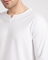 Shop White Slit Neck Full Sleeve Henley T-Shirt