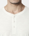 Shop White Slub Half Sleeve Henley T-Shirt-Full