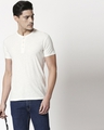 Shop White Slub Half Sleeve Henley T-Shirt