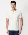 Shop White Slub Half Sleeve Henley T-Shirt-Front