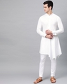 Shop White Solid Asymmetrical Kurta With Pyjama-Front