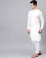 Shop White Solid Asymmetrical Kurta With Pyjama-Design