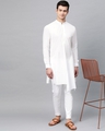 Shop White Solid Asymmetrical Kurta With Pyjama