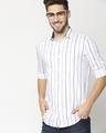 Shop White Stripe Slim Fit Casual Shirt-Front
