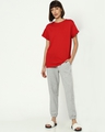 Shop Women's Red White Striped Side Panel Boyfriend T-shirt-Full