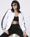 Shop Women's White Relaxed Fit Bomber Jacket-Front